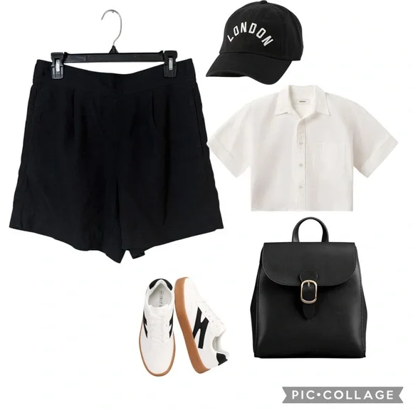 Free Assembly Black Linen Blend Women’s Shorts Sleek Everyday Staple Size Medium - Picture 2 of 14